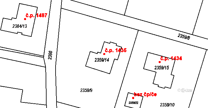 Lutyně 1435, Orlová na parcele st. 2359/14 v KÚ Horní Lutyně, Katastrální mapa