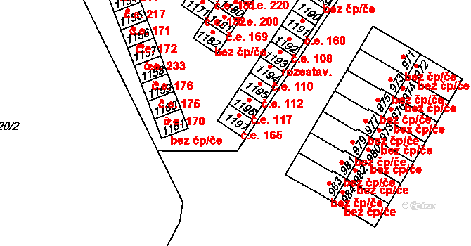 Hranice 165 na parcele st. 1197 v KÚ Hranice u Aše, Katastrální mapa