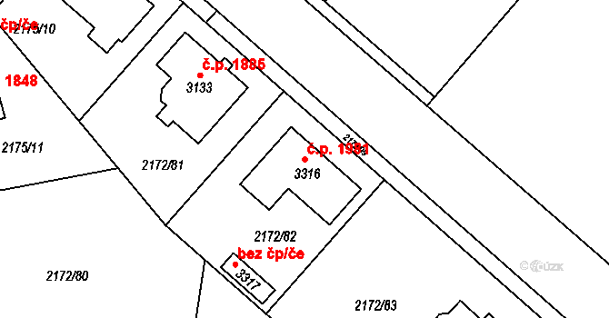 Lysá nad Labem 1981 na parcele st. 3316 v KÚ Lysá nad Labem, Katastrální mapa