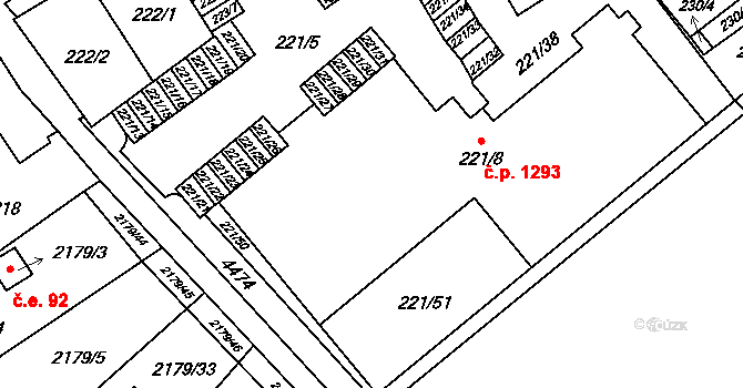 Třeboň II 1293, Třeboň na parcele st. 221/8 v KÚ Třeboň, Katastrální mapa