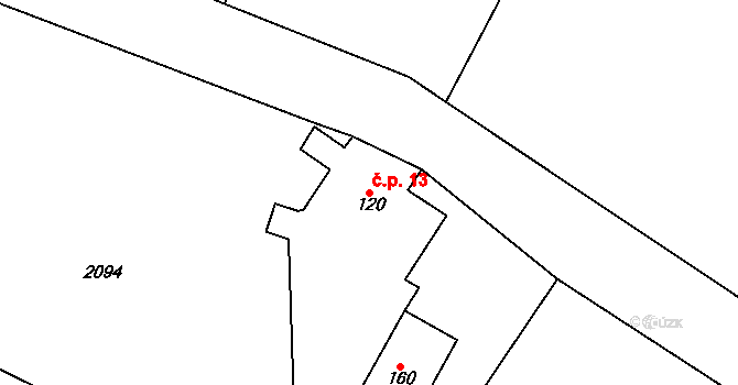 Prostřední Lipka 13, Králíky na parcele st. 120 v KÚ Prostřední Lipka, Katastrální mapa