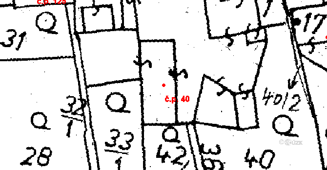 Chodská Lhota 40 na parcele st. 16 v KÚ Chodská Lhota, Katastrální mapa