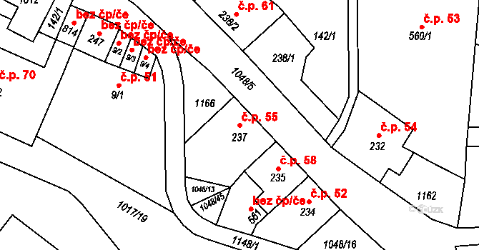 Police nad Metují 55 na parcele st. 237 v KÚ Police nad Metují, Katastrální mapa