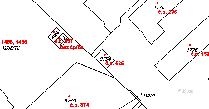 Náchod 585 na parcele st. 3754 v KÚ Náchod, Katastrální mapa