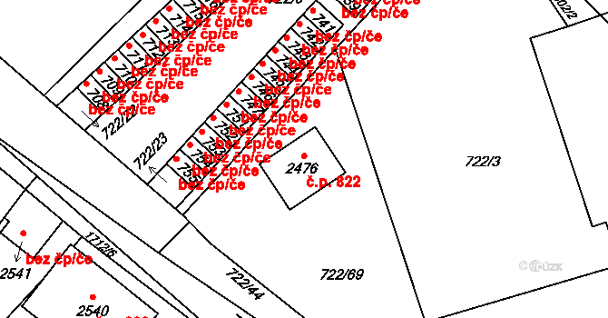 Přibyslav 822 na parcele st. 2476 v KÚ Přibyslav, Katastrální mapa