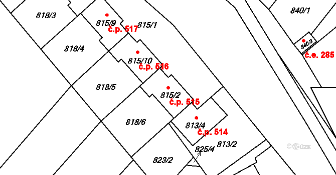 Želešice 515 na parcele st. 815/2 v KÚ Želešice, Katastrální mapa