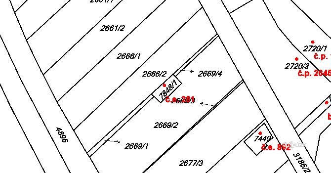 Kroměříž 281 na parcele st. 7848/1 v KÚ Kroměříž, Katastrální mapa