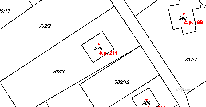 Hostašovice 211 na parcele st. 278 v KÚ Hostašovice, Katastrální mapa