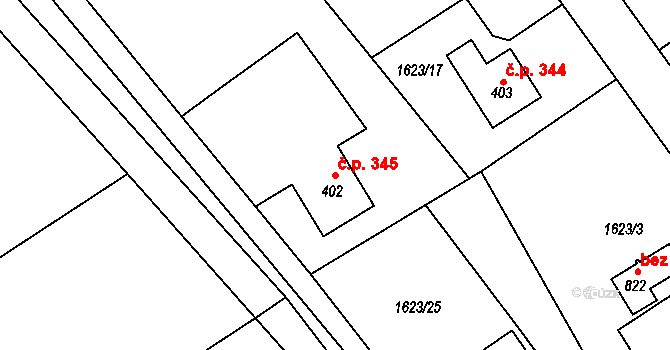 Libhošť 345 na parcele st. 402 v KÚ Libhošť, Katastrální mapa