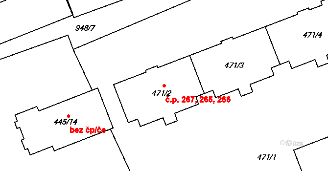 Loučka 265,266,267, Nový Jičín na parcele st. 471/4 v KÚ Loučka u Nového Jičína, Katastrální mapa