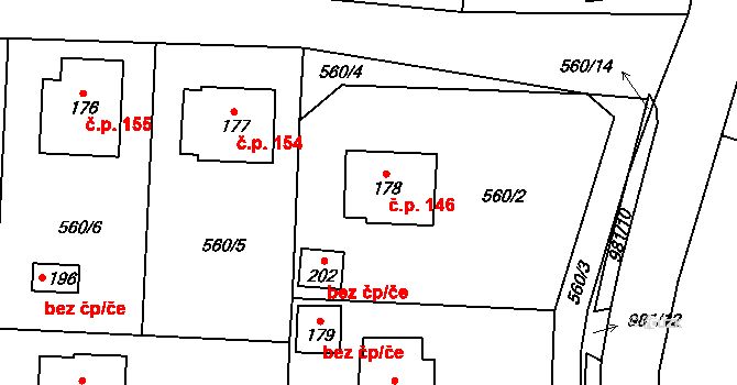 Vlčovice 146, Kopřivnice na parcele st. 178 v KÚ Vlčovice, Katastrální mapa
