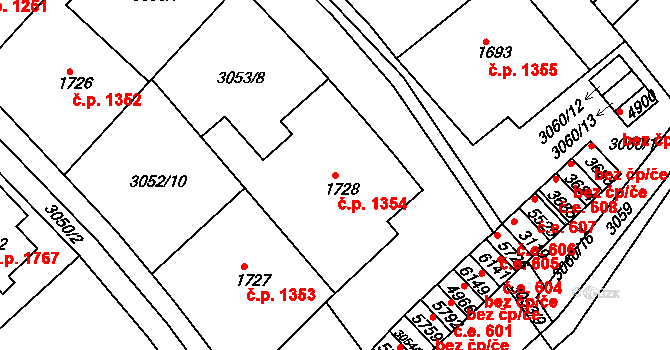 Rakovník II 1354, Rakovník na parcele st. 1728 v KÚ Rakovník, Katastrální mapa