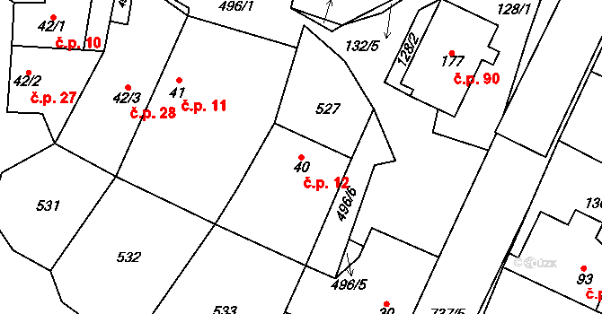 Vystrkov 12 na parcele st. 40 v KÚ Vystrkov u Humpolce, Katastrální mapa