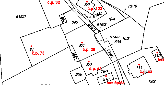 Termesivy 28, Havlíčkův Brod na parcele st. 5/1 v KÚ Termesivy, Katastrální mapa