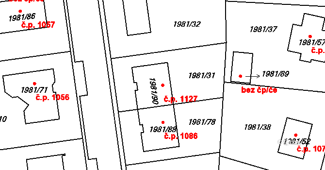 Nivnice 1127 na parcele st. 1981/90 v KÚ Nivnice, Katastrální mapa