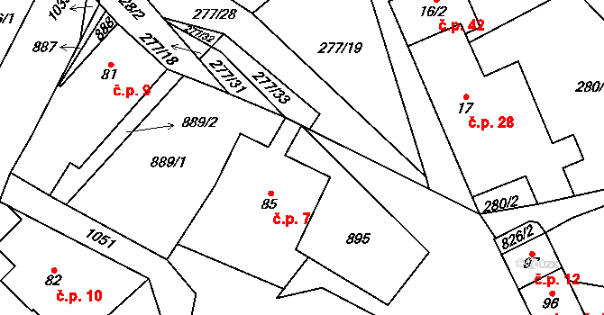Heřmaň 7, Jeřišno na parcele st. 85 v KÚ Jeřišno, Katastrální mapa