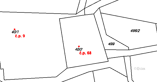 Kounov 68 na parcele st. 40/2 v KÚ Kounov u Dobrušky, Katastrální mapa