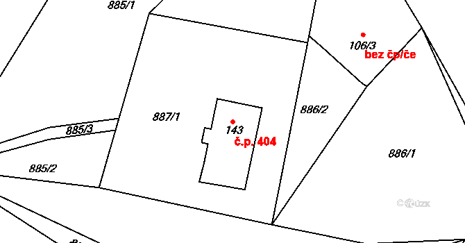 Rokytnice v Orlických horách 404 na parcele st. 143 v KÚ Horní Rokytnice, Katastrální mapa