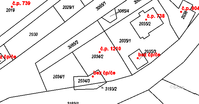 Rychnov nad Kněžnou 1210 na parcele st. 2034/2 v KÚ Rychnov nad Kněžnou, Katastrální mapa