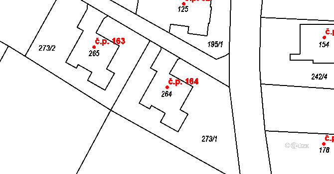Tučapy 164, Holešov na parcele st. 264 v KÚ Tučapy u Holešova, Katastrální mapa