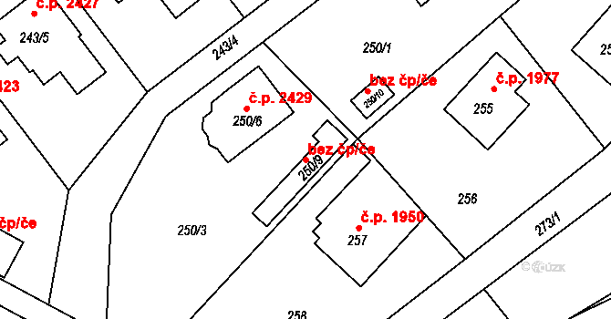 Rožnov pod Radhoštěm 99126371 na parcele st. 250/9 v KÚ Tylovice, Katastrální mapa