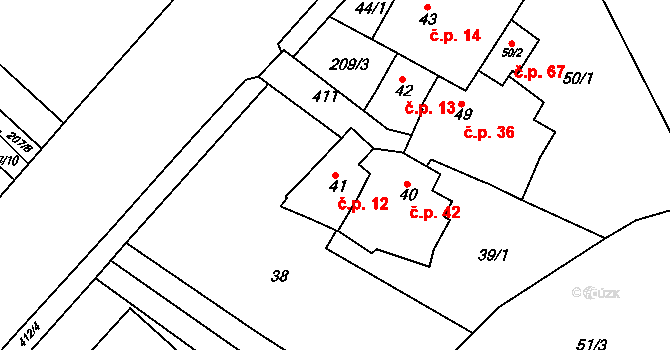 Přerov IX-Lýsky 12, Přerov na parcele st. 41 v KÚ Lýsky, Katastrální mapa