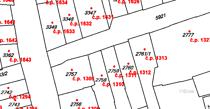 Jihlava 1311 na parcele st. 2759 v KÚ Jihlava, Katastrální mapa