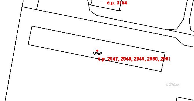 Kladno 2947,2948,2949,2950, na parcele st. 1396 v KÚ Kladno, Katastrální mapa