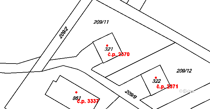 Šumperk 2370 na parcele st. 321 v KÚ Dolní Temenice, Katastrální mapa