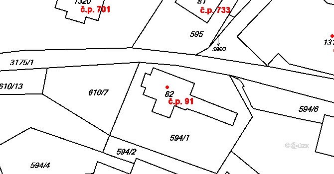 Horní Rokytnice 91, Rokytnice nad Jizerou na parcele st. 82 v KÚ Horní Rokytnice nad Jizerou, Katastrální mapa