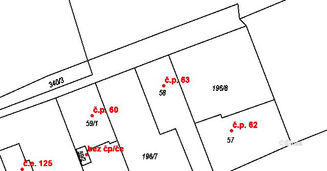 Štěnkov 63, Třebechovice pod Orebem na parcele st. 58 v KÚ Štěnkov, Katastrální mapa