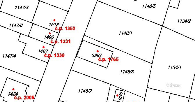 Hořice 1765 na parcele st. 3387 v KÚ Hořice v Podkrkonoší, Katastrální mapa