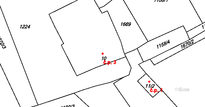 Keblany 3, Slavče na parcele st. 10 v KÚ Keblany, Katastrální mapa