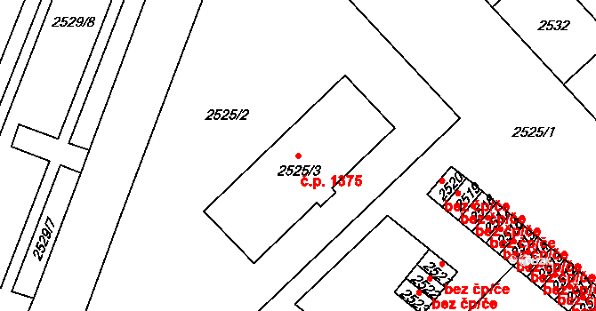 Střekov 1375, Ústí nad Labem na parcele st. 2525/3 v KÚ Střekov, Katastrální mapa