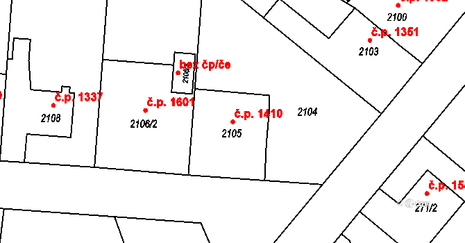 Petřvald 1410 na parcele st. 2105 v KÚ Petřvald u Karviné, Katastrální mapa