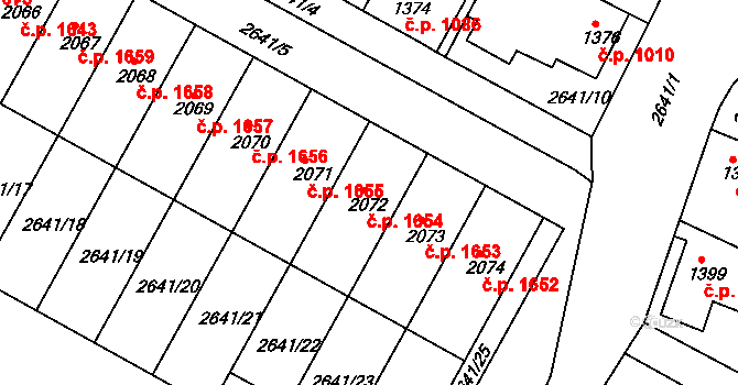 Lysá nad Labem 1654 na parcele st. 2072 v KÚ Lysá nad Labem, Katastrální mapa