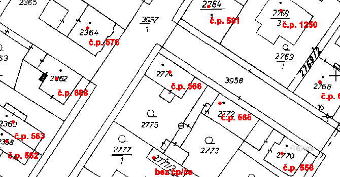 Poděbrady III 566, Poděbrady na parcele st. 2774 v KÚ Poděbrady, Katastrální mapa