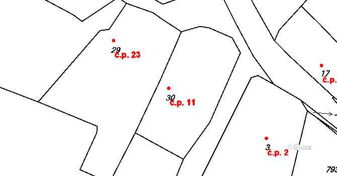 Habartice 11, Klatovy na parcele st. 30 v KÚ Habartice u Obytců, Katastrální mapa
