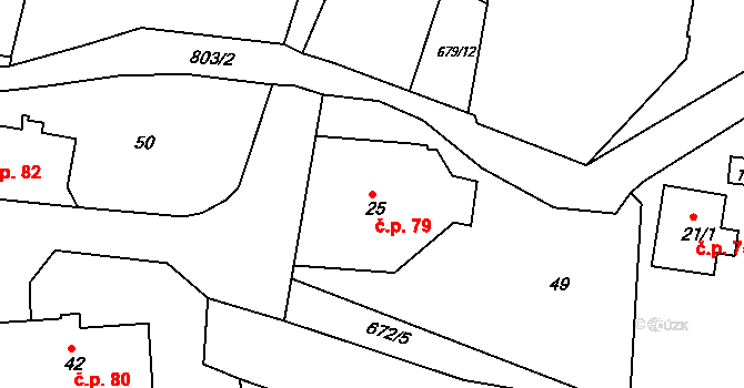 Horní Vlčkovice 79, Vlčkovice v Podkrkonoší na parcele st. 25 v KÚ Horní Vlčkovice, Katastrální mapa