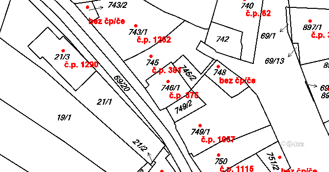 Mutěnice 375 na parcele st. 746/1 v KÚ Mutěnice, Katastrální mapa