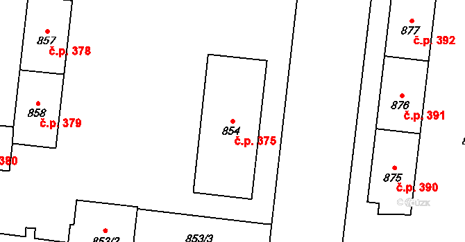 České Budějovice 7 375, České Budějovice na parcele st. 854 v KÚ České Budějovice 7, Katastrální mapa