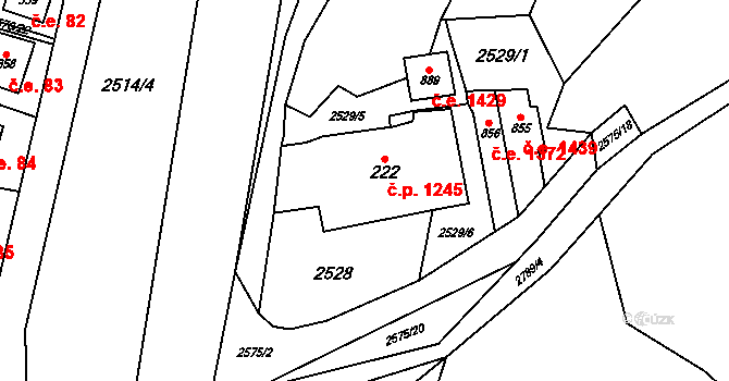Ivančice 1245 na parcele st. 222 v KÚ Kounické Předměstí, Katastrální mapa
