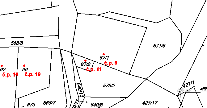 Kamhajek 6, Křečhoř na parcele st. 67/1 v KÚ Křečhoř, Katastrální mapa