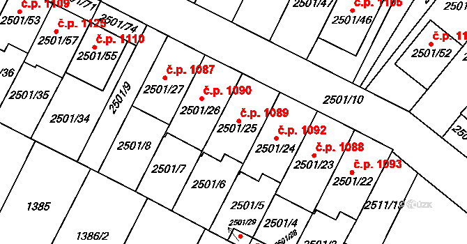 Oslavany 1089 na parcele st. 2501/25 v KÚ Oslavany, Katastrální mapa