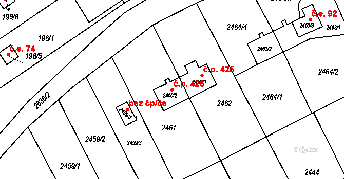 Prostřední Suchá 426, Havířov na parcele st. 2460/2 v KÚ Prostřední Suchá, Katastrální mapa