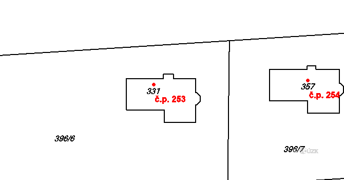 Žilina 253 na parcele st. 331 v KÚ Žilina, Katastrální mapa