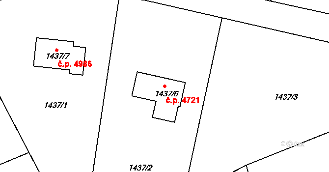 Proseč nad Nisou 4721, Jablonec nad Nisou na parcele st. 1437/6 v KÚ Proseč nad Nisou, Katastrální mapa