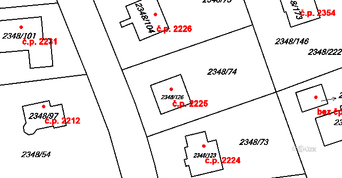 Pelhřimov 2225 na parcele st. 2348/126 v KÚ Pelhřimov, Katastrální mapa