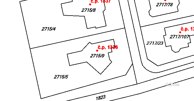 Kylešovice 1336, Opava na parcele st. 2715/9 v KÚ Kylešovice, Katastrální mapa