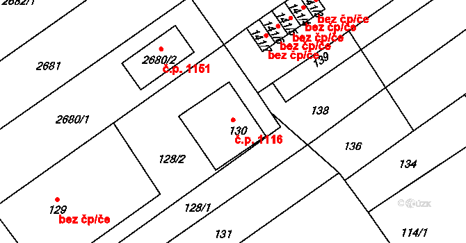 Valtice 1116 na parcele st. 130 v KÚ Valtice, Katastrální mapa
